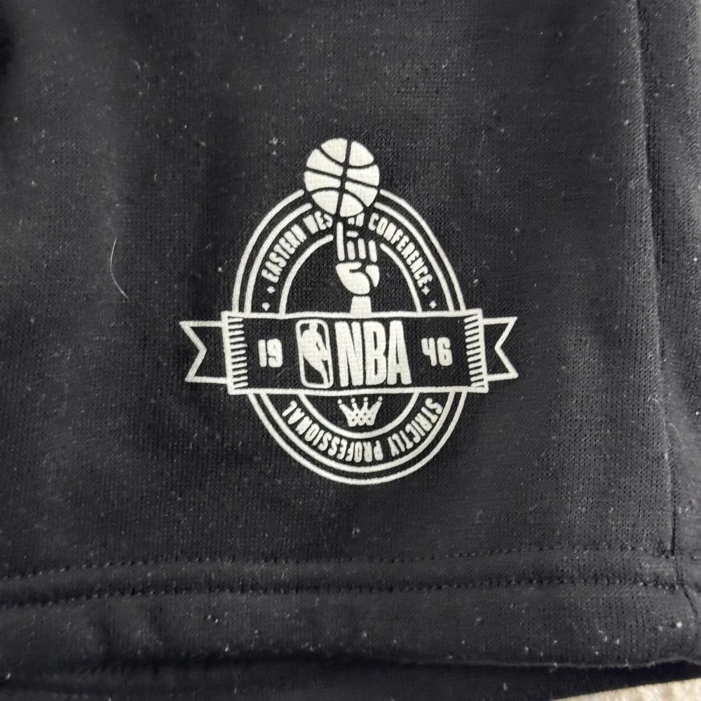 NBA‎ Fleece Shorts Boys Size 8 Black Elastic Waist Basketball Activewear Fleece